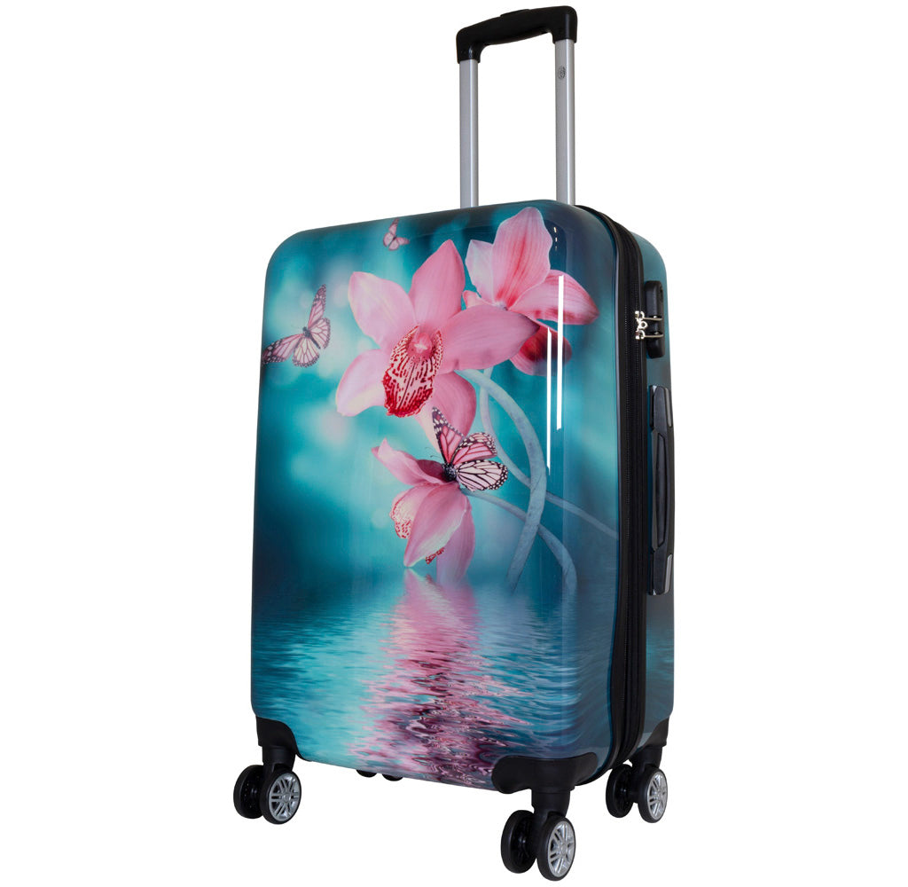 Motivkoffer und Kofferset 3tlg Orchidee