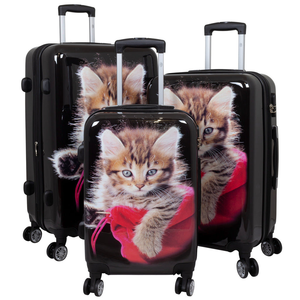 Motivkoffer Design Katzen-Baby mit Wollknäuel – Reisekoffer mit Motiv – Hartschale ABS/Polycarbonat – S M L – leicht & robust
