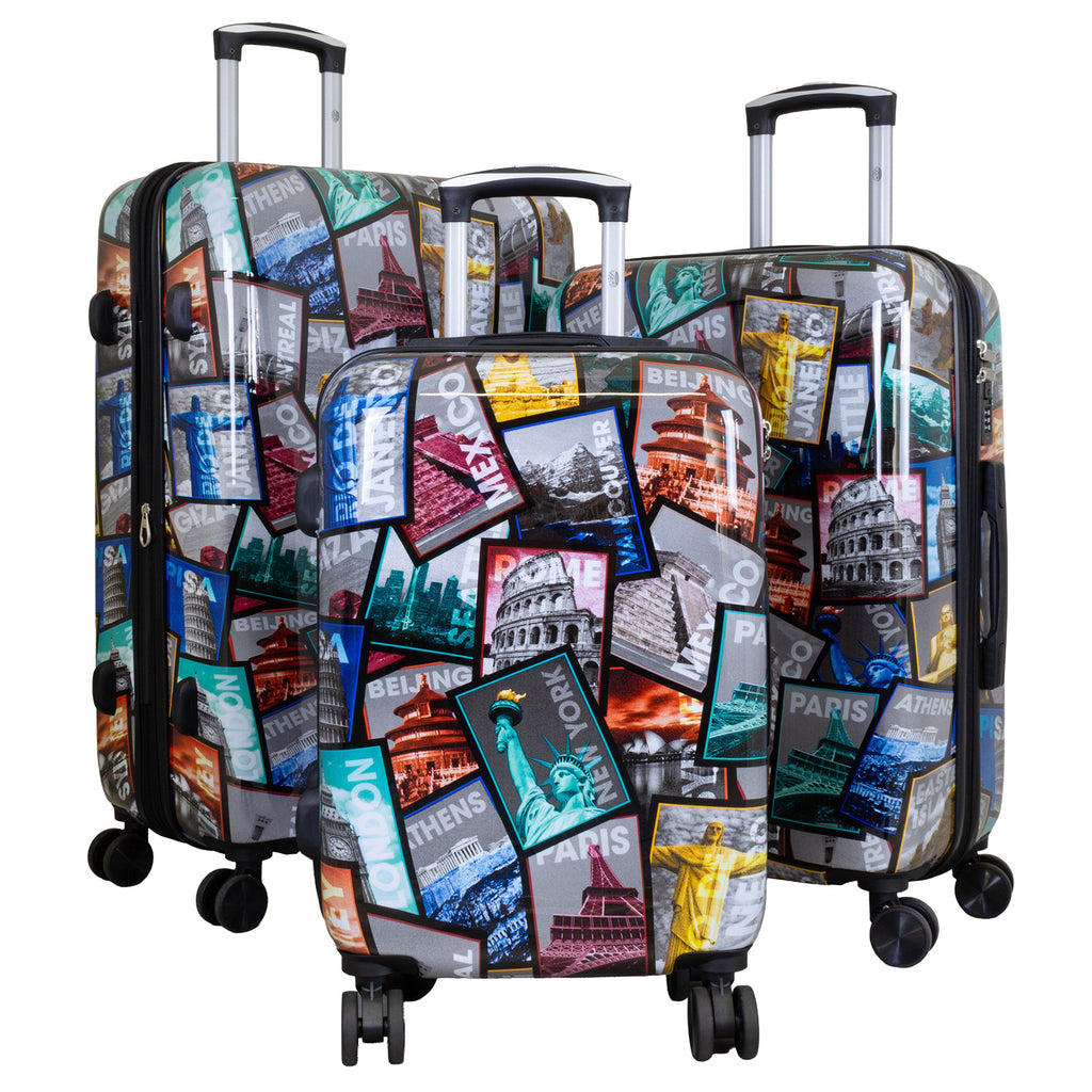 Hartschale Motiv-Kofferset 3tlg City Postkarten