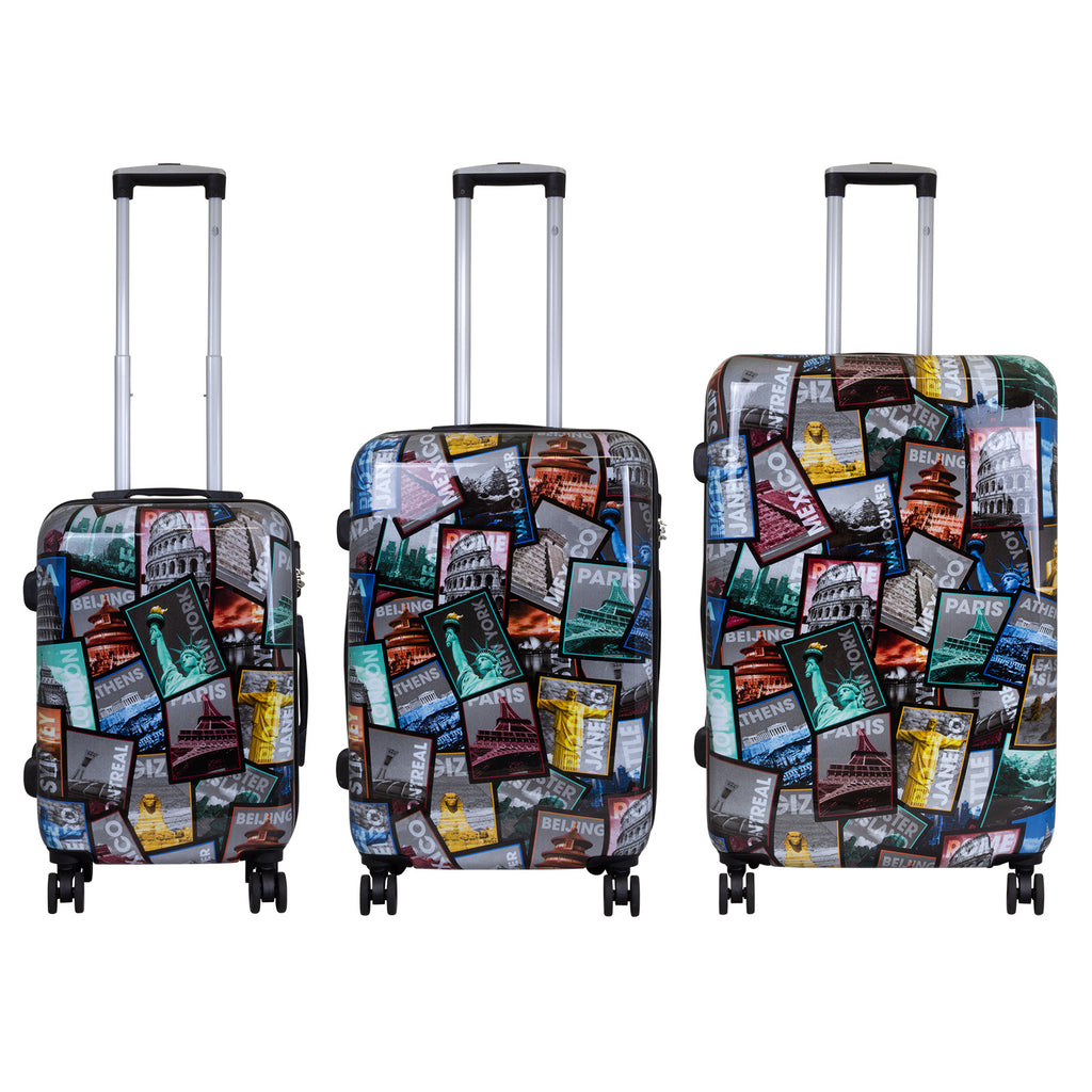 Hartschale Motiv-Kofferset 3tlg City Postkarten