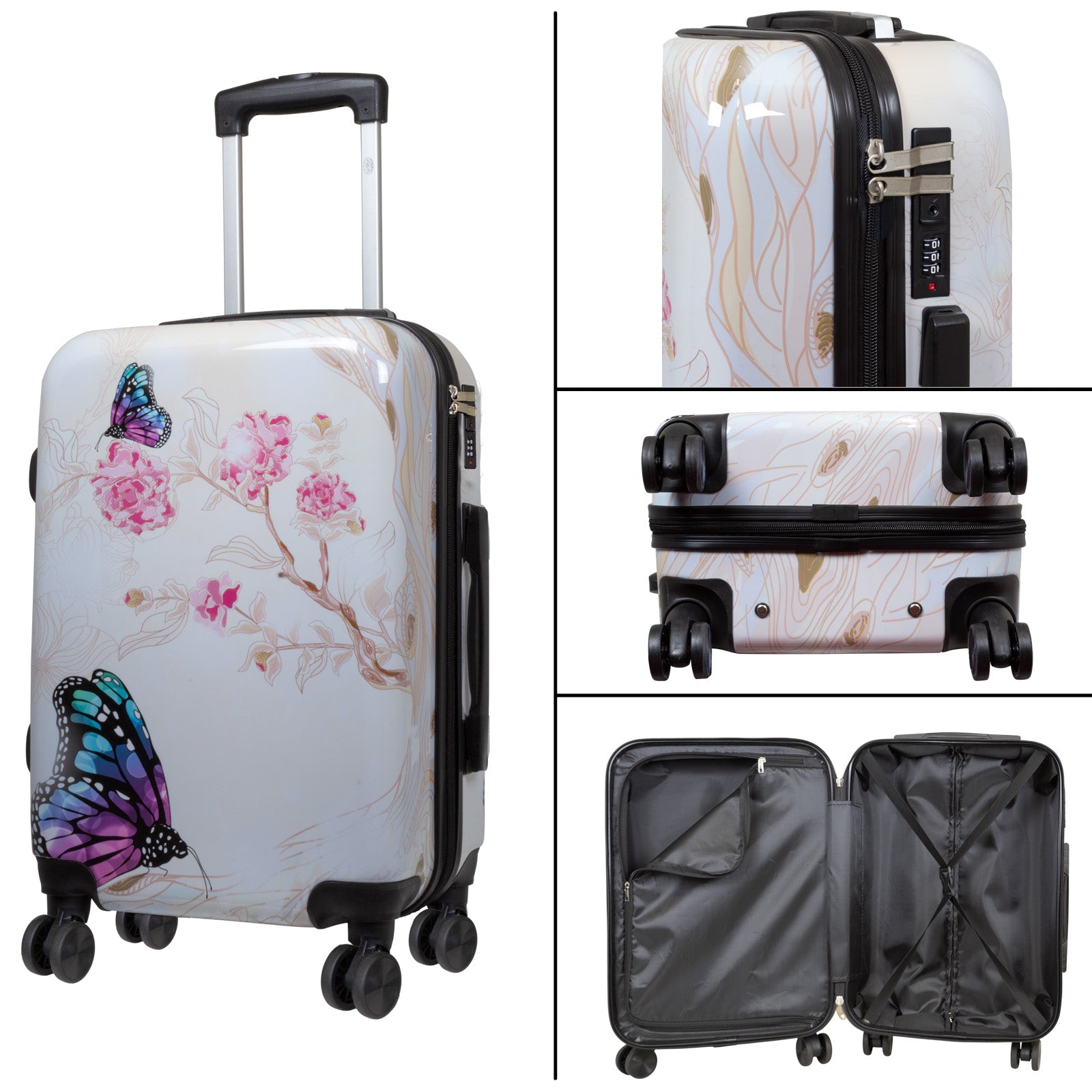 Motivkoffer Design Schmetterling – Reisekoffer mit Motiv – Hartschale ABS/Polycarbonat – S M L – leicht & robust