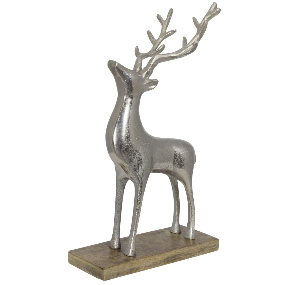 Aluminium Hirsch auf Holzsockel Größe ca.41cm