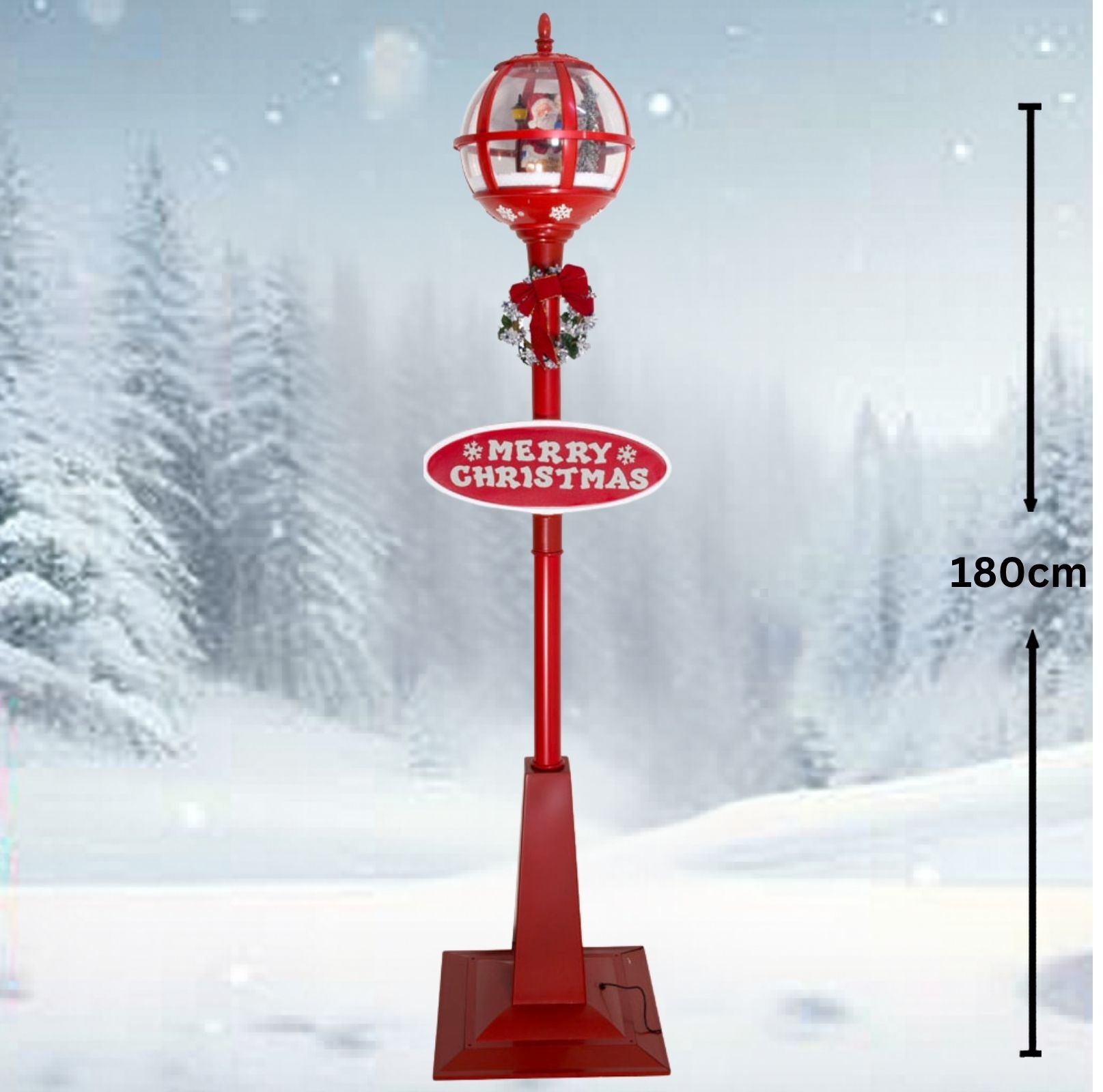 Schneiende LED Standlaterne Santa 180cm