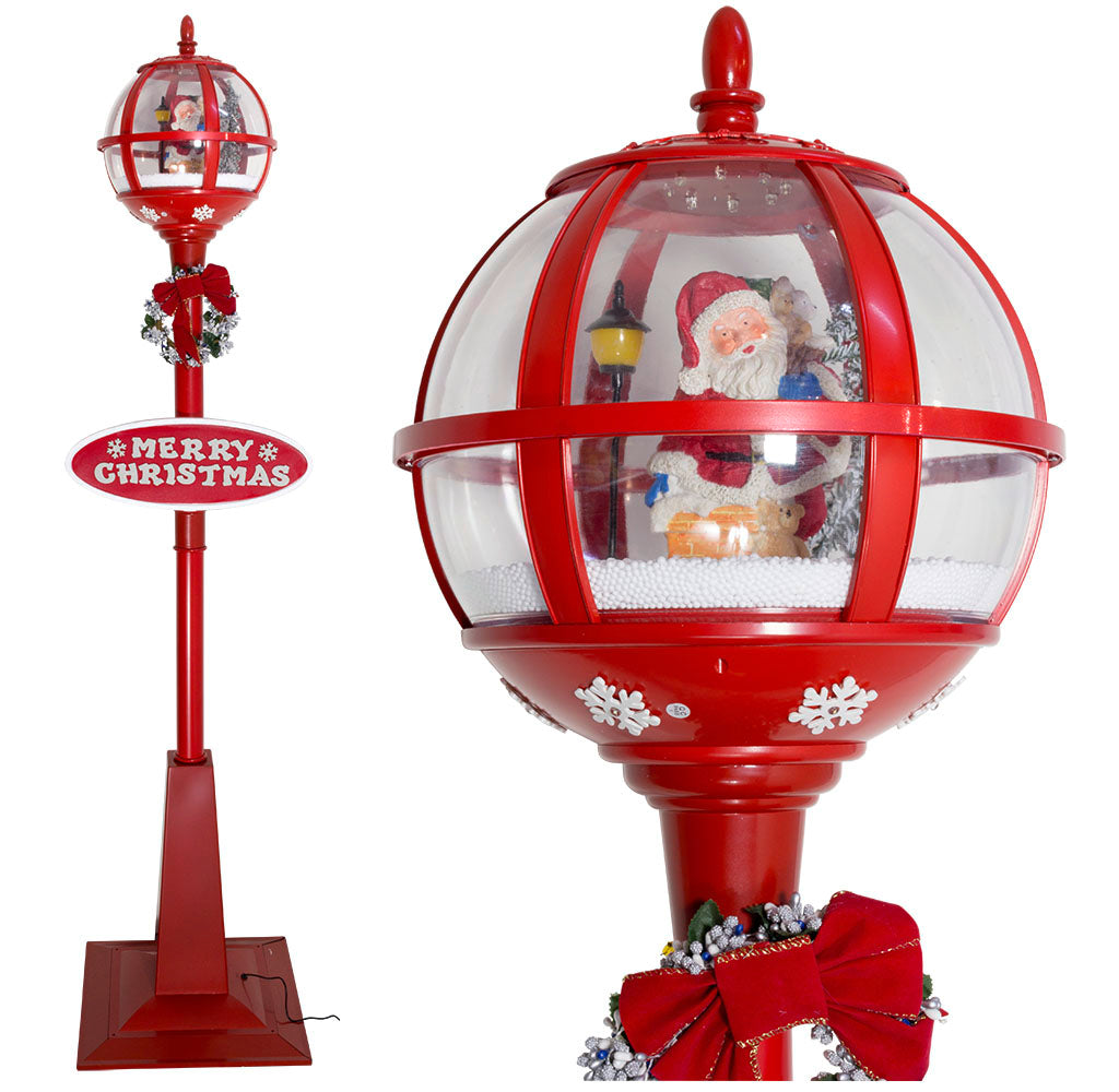 Schneiende LED Standlaterne Santa 180cm