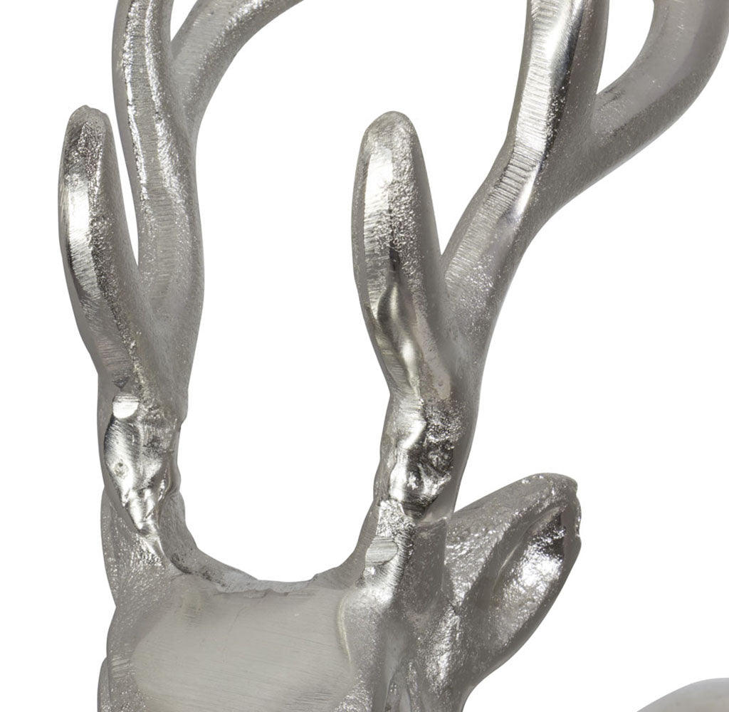 Aluminium Hirsch auf Holzsockel Größe ca.46cm