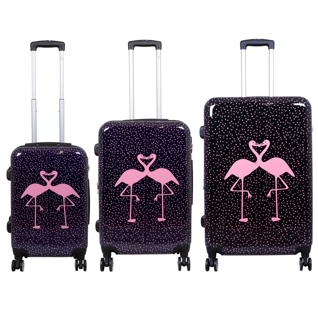 Motivkoffer und Kofferset 3tlg Flamingo