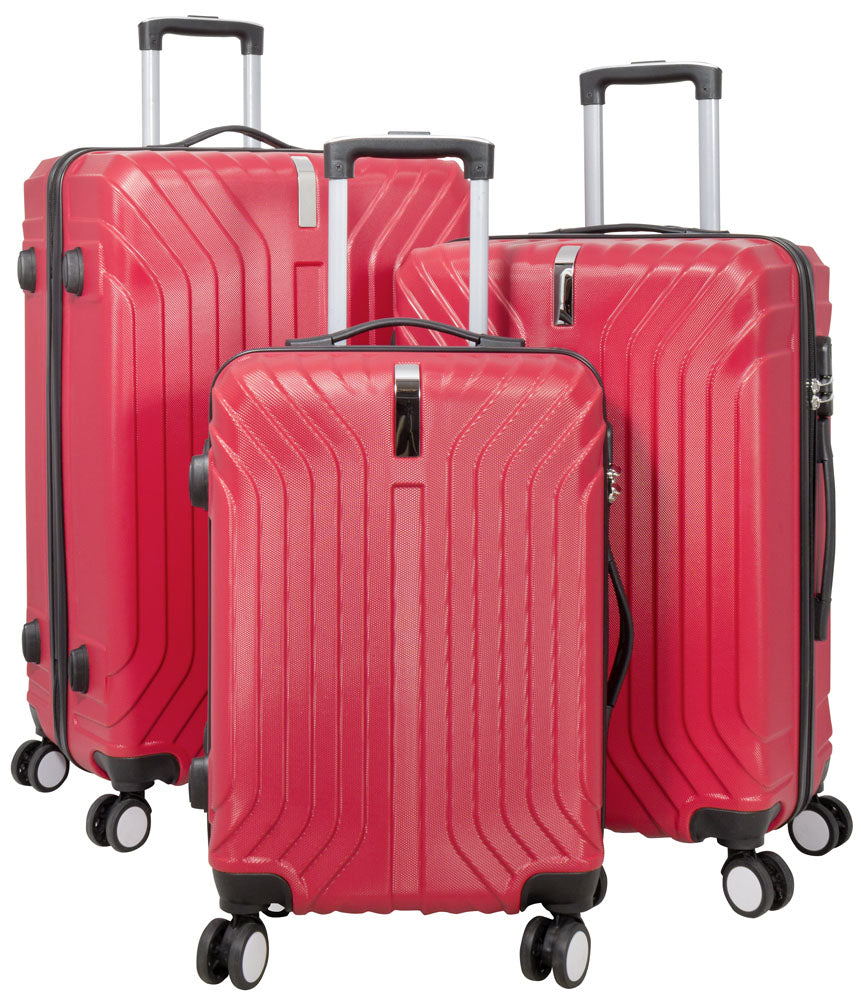 Hartschalen-Kofferset 3tlg Palma Farbe rot - XL-Reisekoffer - mittelgroßer Koffer - Handgepäck