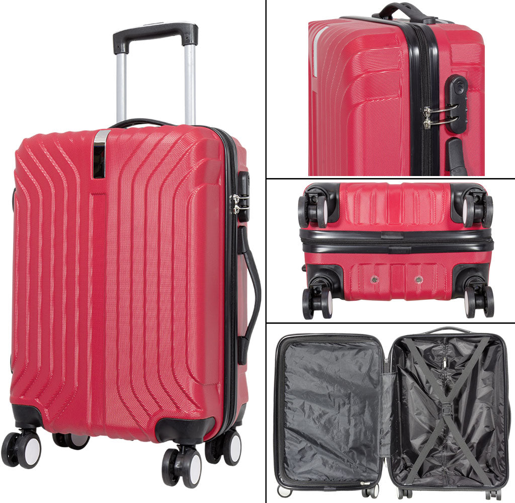 Hartschalen-Kofferset 3tlg Palma Farbe rot - XL-Reisekoffer - mittelgroßer Koffer - Handgepäck