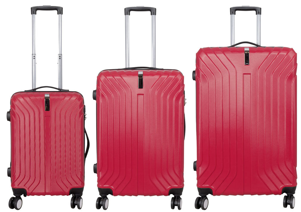 Hartschalen-Kofferset 3tlg Palma Farbe rot - XL-Reisekoffer - mittelgroßer Koffer - Handgepäck