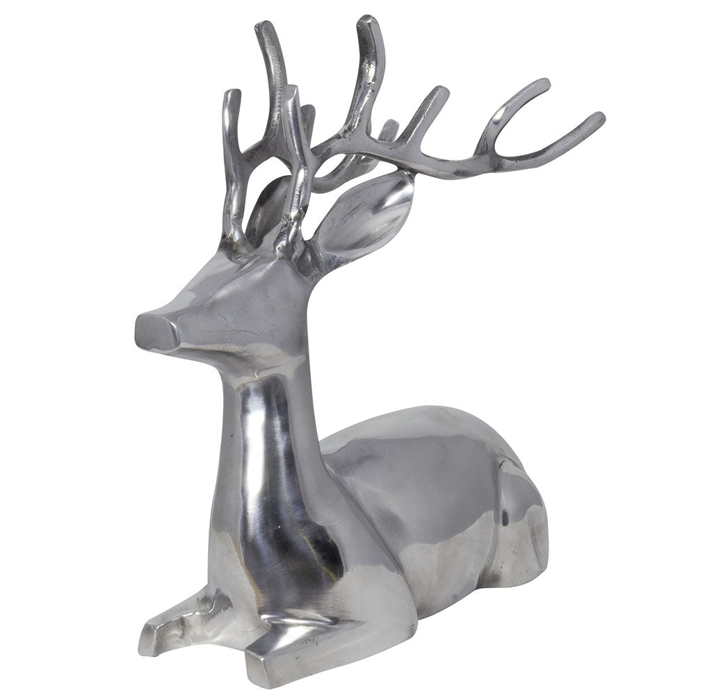 Deko Hirsch liegend aus poliertem Aluminium 30cm