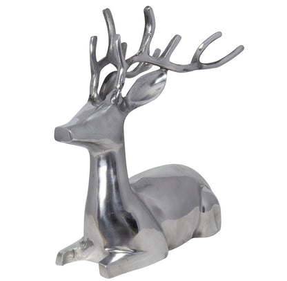 Deko Hirsch liegend  aus poliertem Aluminium 30cm