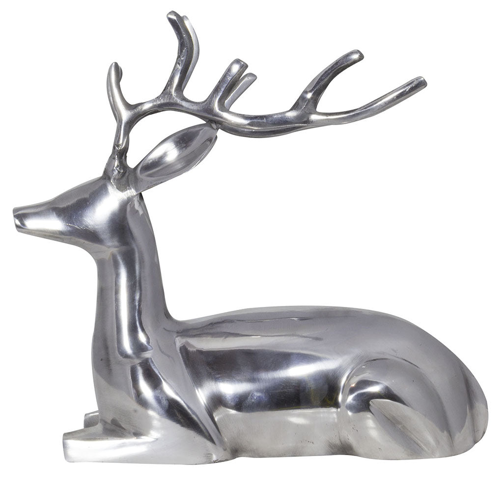 Deko Hirsch liegend aus poliertem Aluminium 30cm