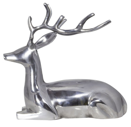 Deko Hirsch liegend  aus poliertem Aluminium 30cm