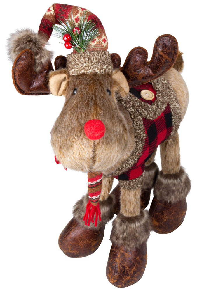 Dekorativer Weihnachts-Elch mit Wintermütze – 50 cm Weihnachtsfigur