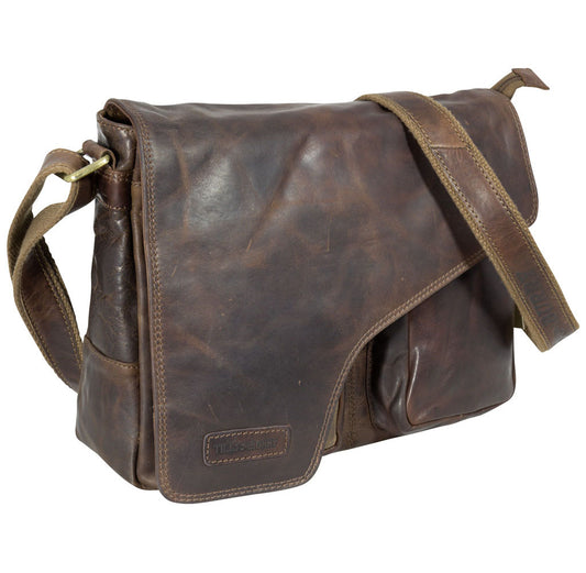 Schultertasche Echtleder Leder braun Umhängetasche Studententasche