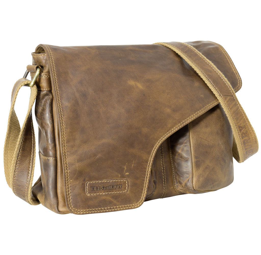 Echtleder Schultertasche hellbraun 32x25x10cm