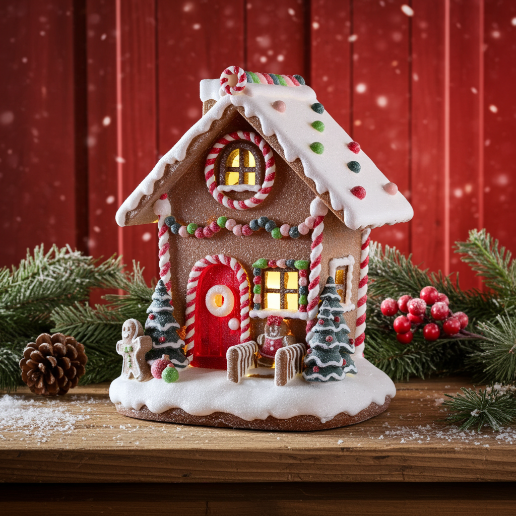 LED Lebkuchenhaus 25cm bunt