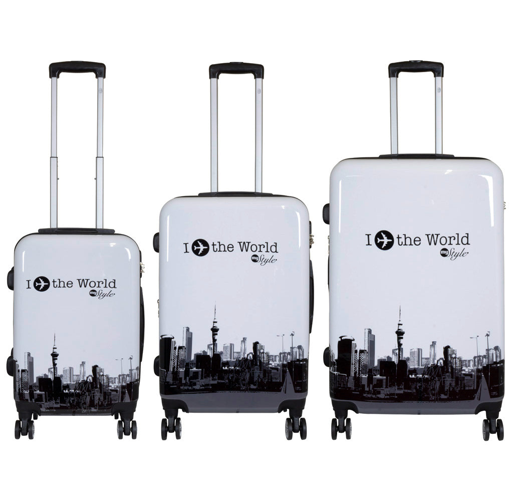 Motivkoffer und Kofferset 3tlg Fly weiß