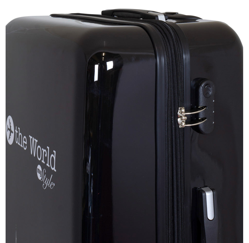 Polycarbonat Kofferset 3tlg Fly The World schwarz