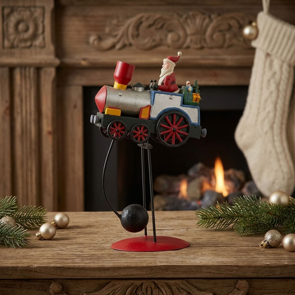 Tischdeko Weihnachtlicher Balance Pendel Zug Höhe 34cm
