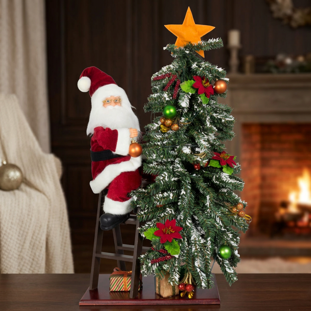 Weihnachtsmann 80cm mit Baum und LED