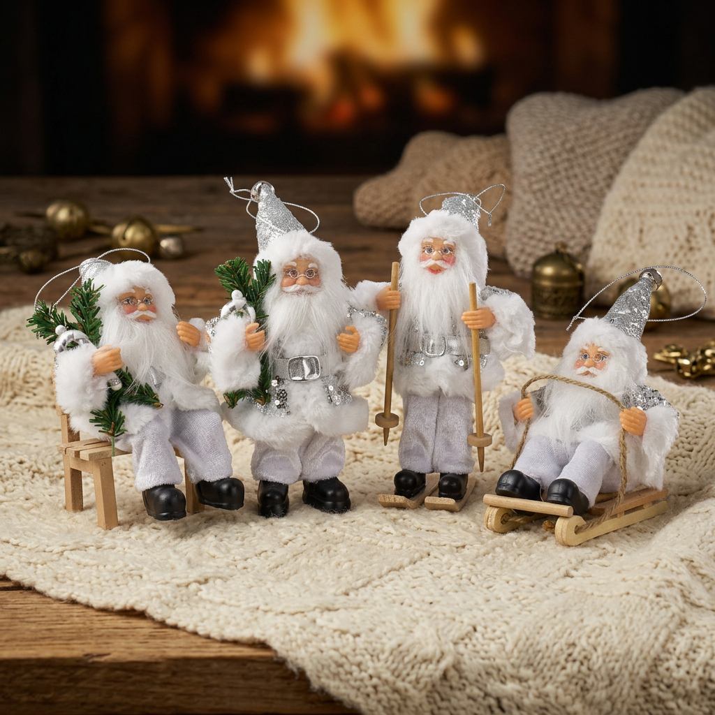 Santa Claus 18cm, Set of 4, 4 Designs