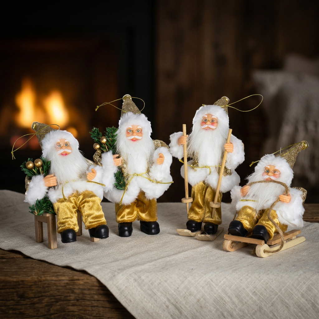 Santa Claus 18cm, Set of 4, 4 Designs