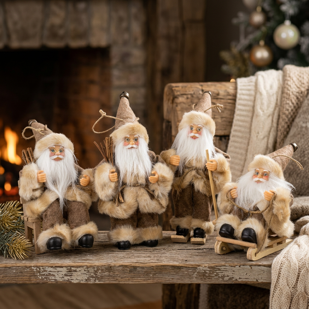 Santa Claus 18cm, Set of 4, 4 Designs