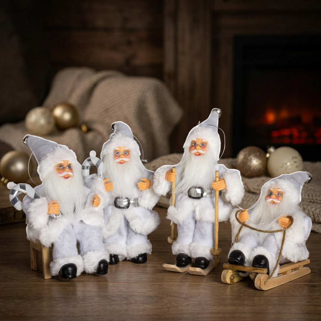 Santa Claus 18cm, Set of 4, 4 Designs
