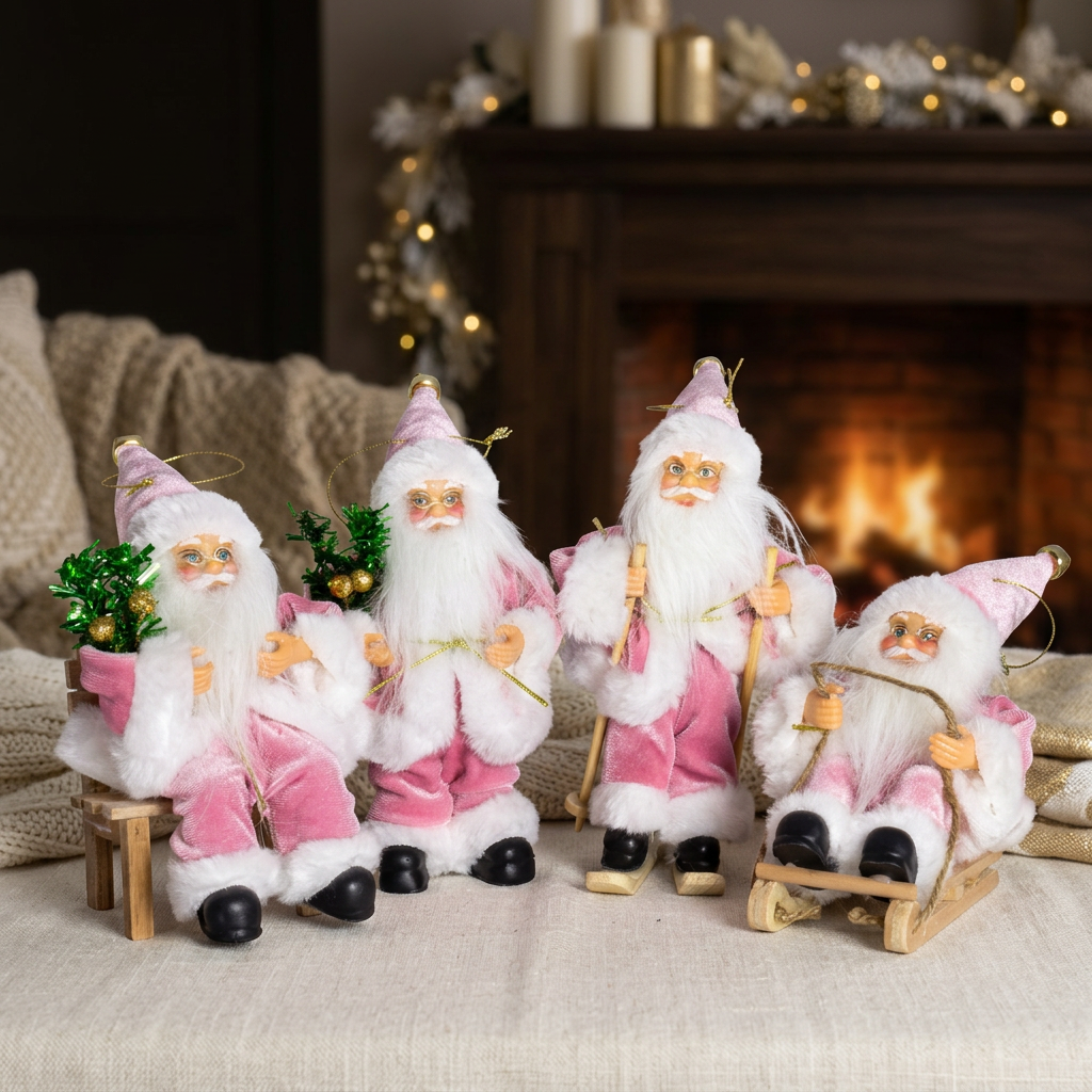 Santa Claus 18cm, Set of 4, 4 Designs