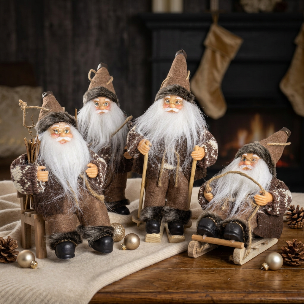Santa Claus 18cm, Set of 4, 4 Designs
