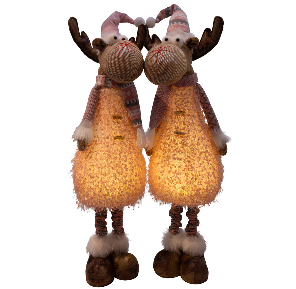 Elch ausziehbar 75-95cm mit LED, Pärchen, 2 Stück