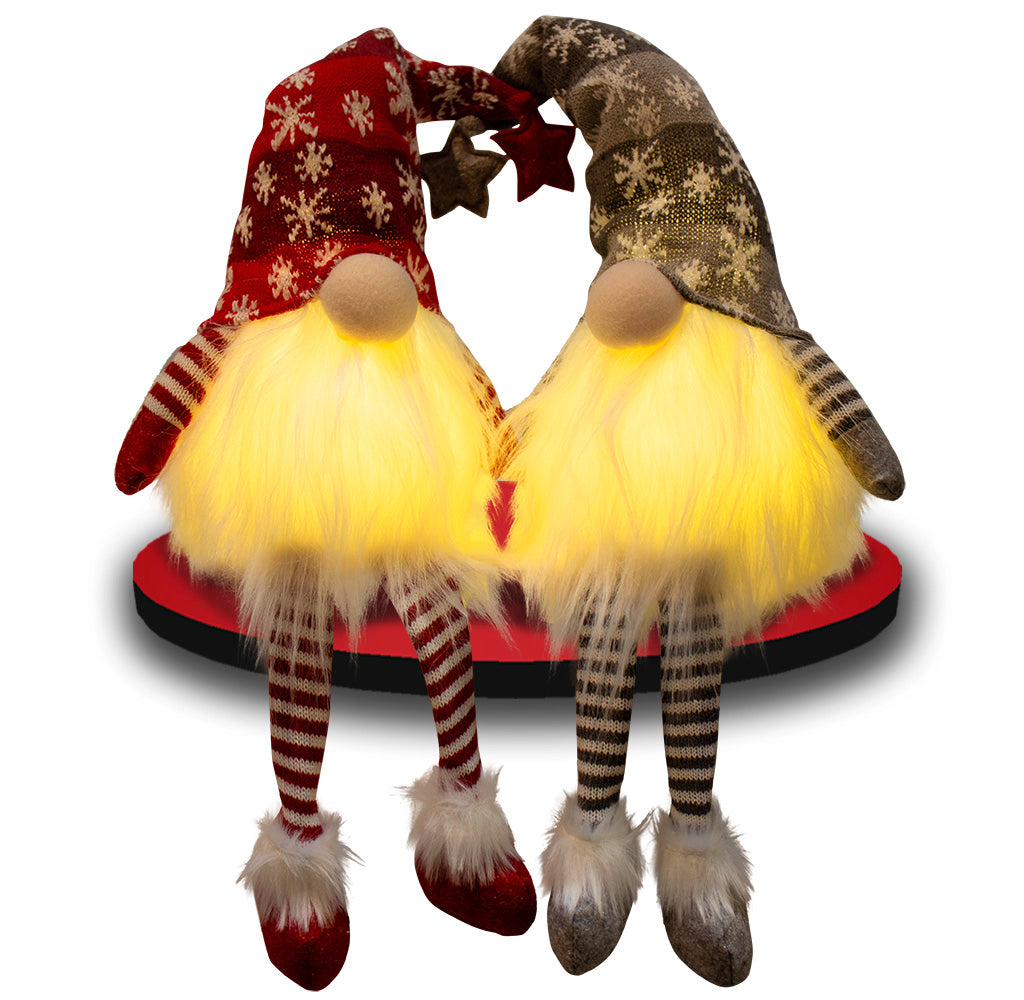 Wichtel 30cm Kantenhocker mit LED, Pärchen, 2 Stück