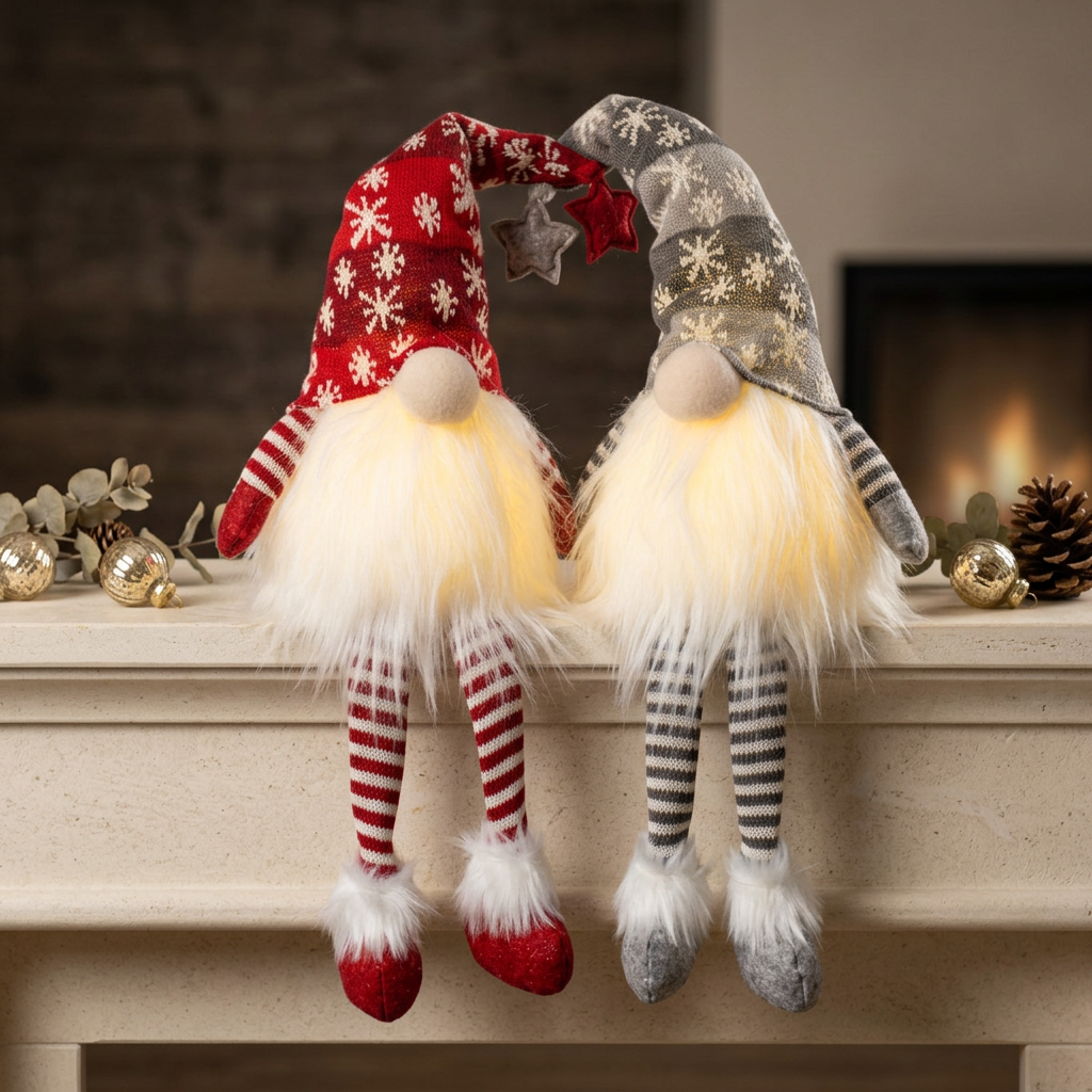 Elves 40cm Edge Sitters with LED, Couple, 2 Pieces
