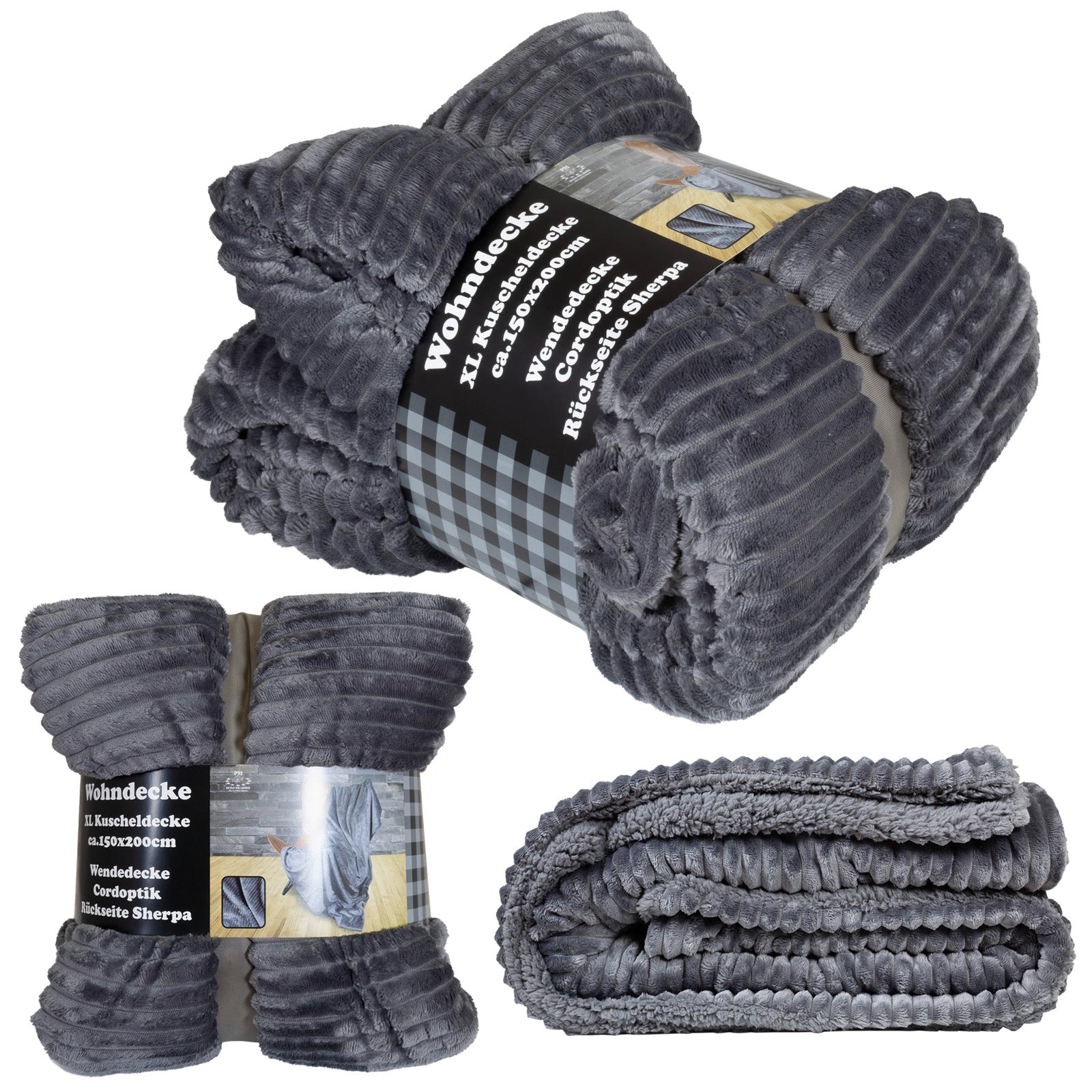 Kuscheldecke Cord-Optik 200x150cm