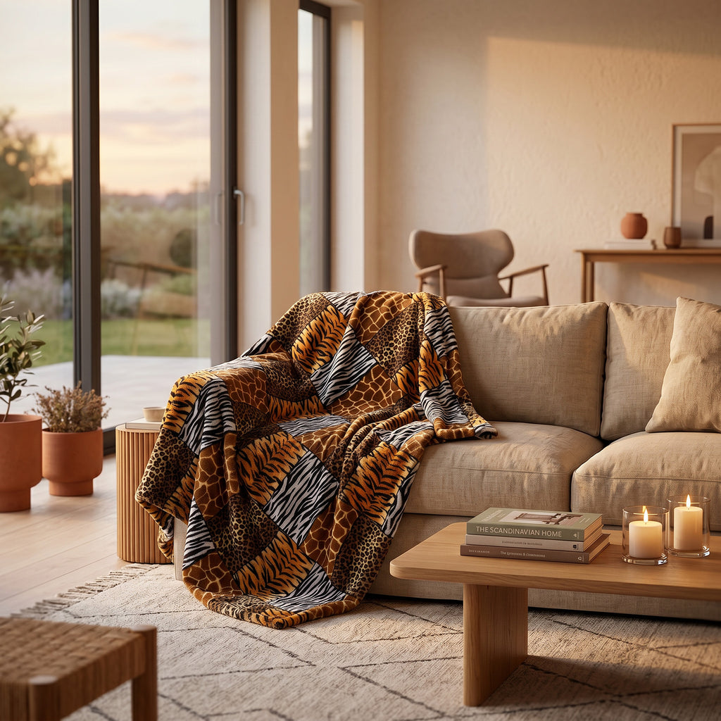 XL Wohndecke Kuscheldecke Animal-Optik Größe 200 x 150cm Tierfell Afrika