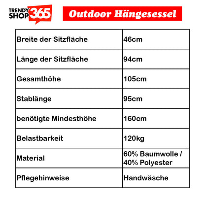 Hängesessel mit Armlehnen - bis 120kg