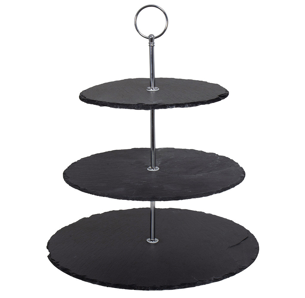 Etagere 3 Stöckig Schiefer schwarz