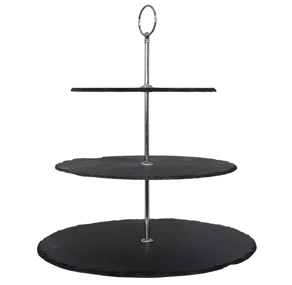 Etagere 3 Stöckig Schiefer schwarz