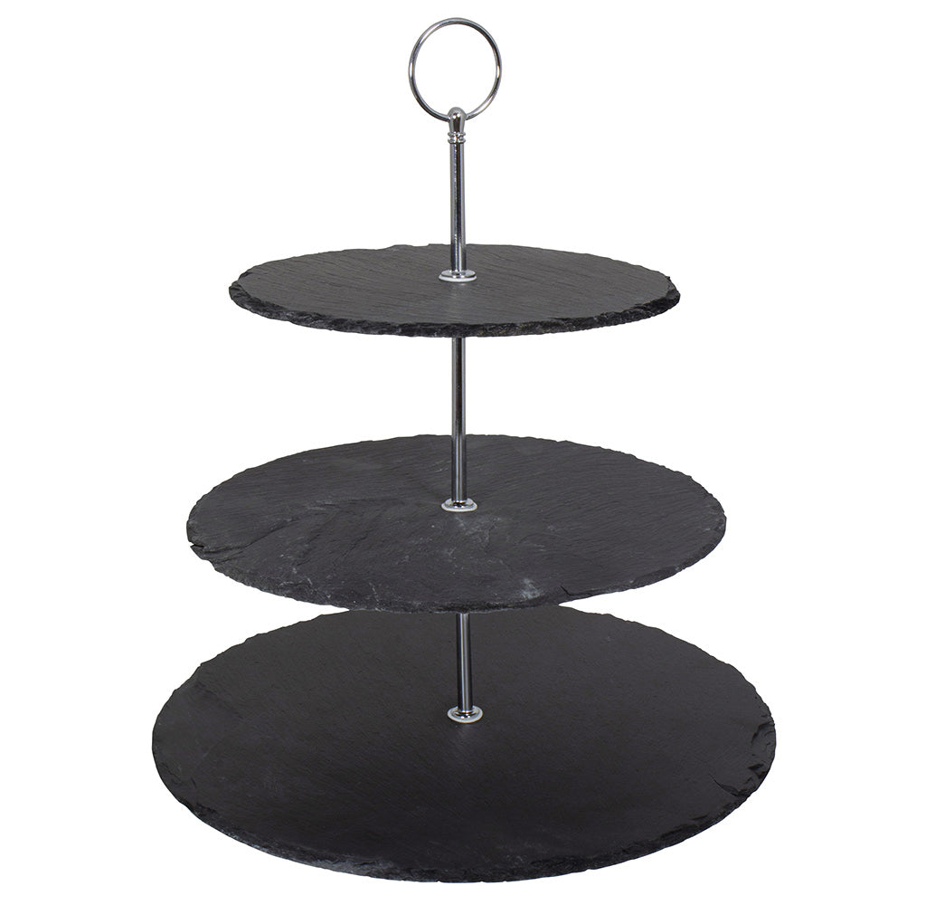 Etagere 3 Stöckig Schiefer schwarz