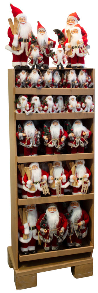 Weihnachtsmann Figuren 18cm + 30cm + 40 cm im Verkaufsdisplay 128tlg / Santas in 2 Designs