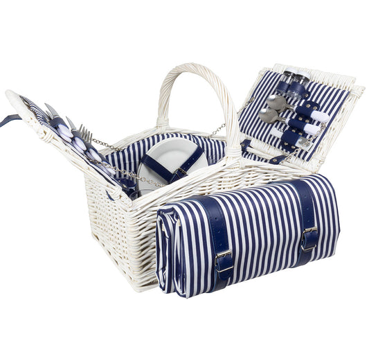 Picknickkorb Set mit Picknickdecke und Geschirr für 4 Personen