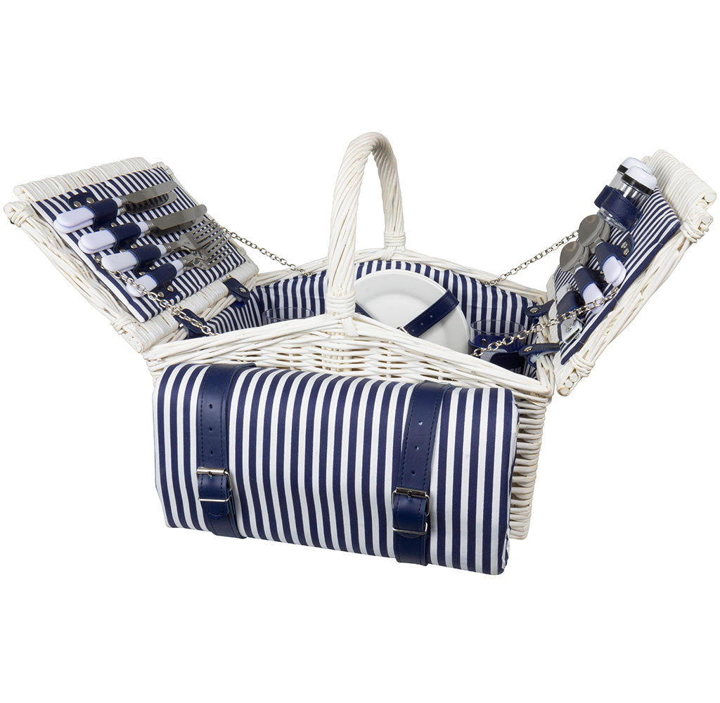 Picknickkorb Set mit Picknickdecke und Geschirr für 4 Personen