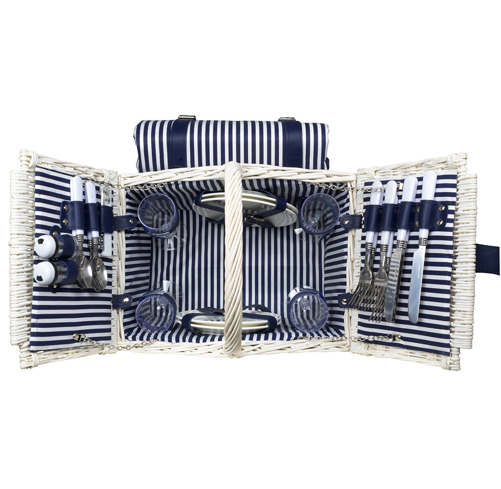 Picknickkorb Set mit Picknickdecke und Geschirr für 4 Personen