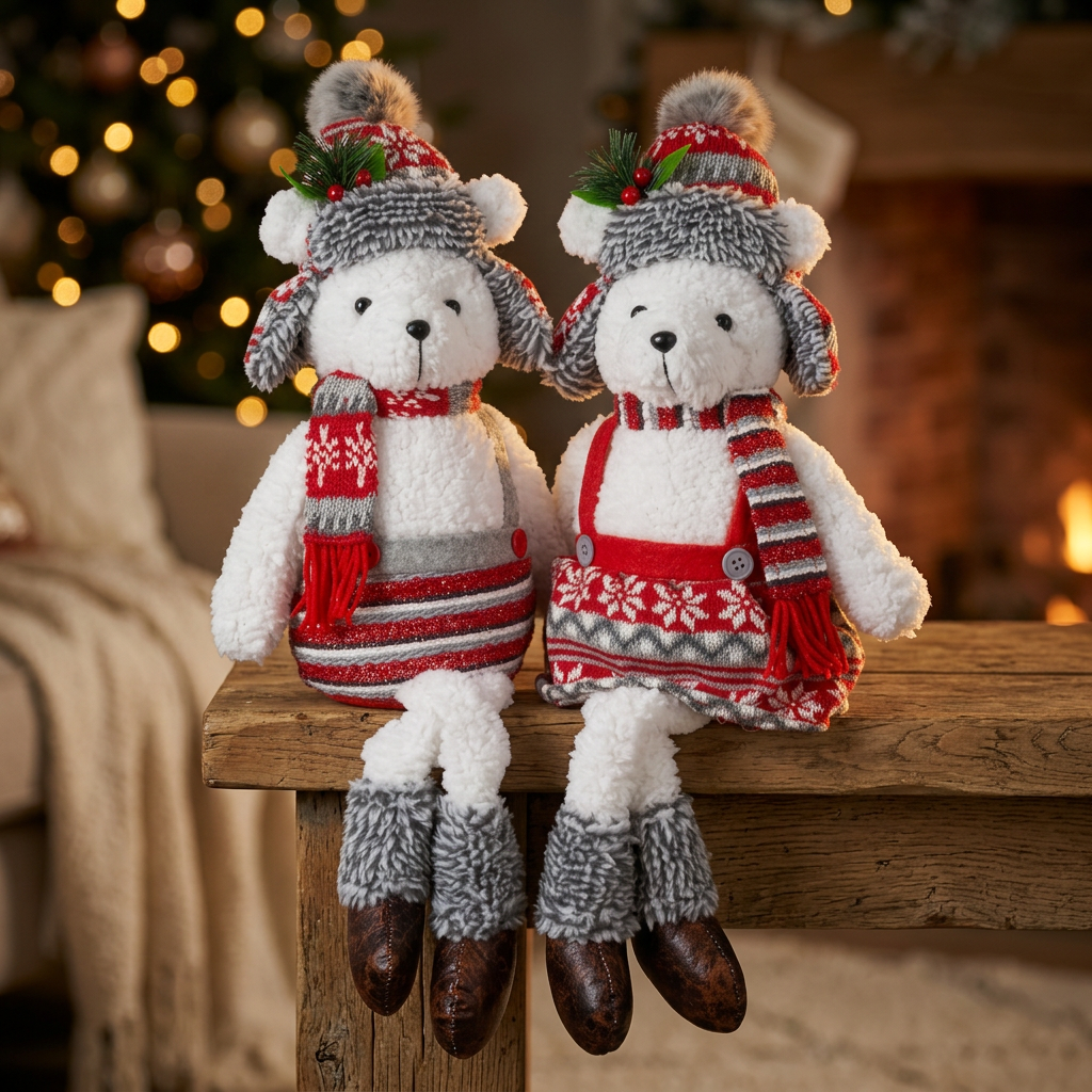Dekofigur Eisbär 35cm Kantenhocker Pärchen, 2 Stück