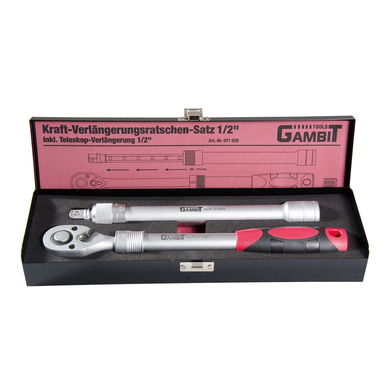 Kraft-Ratschensatz 1/2" Teleskop-Verlängerung 2-tlg GAMBIT TOOLS