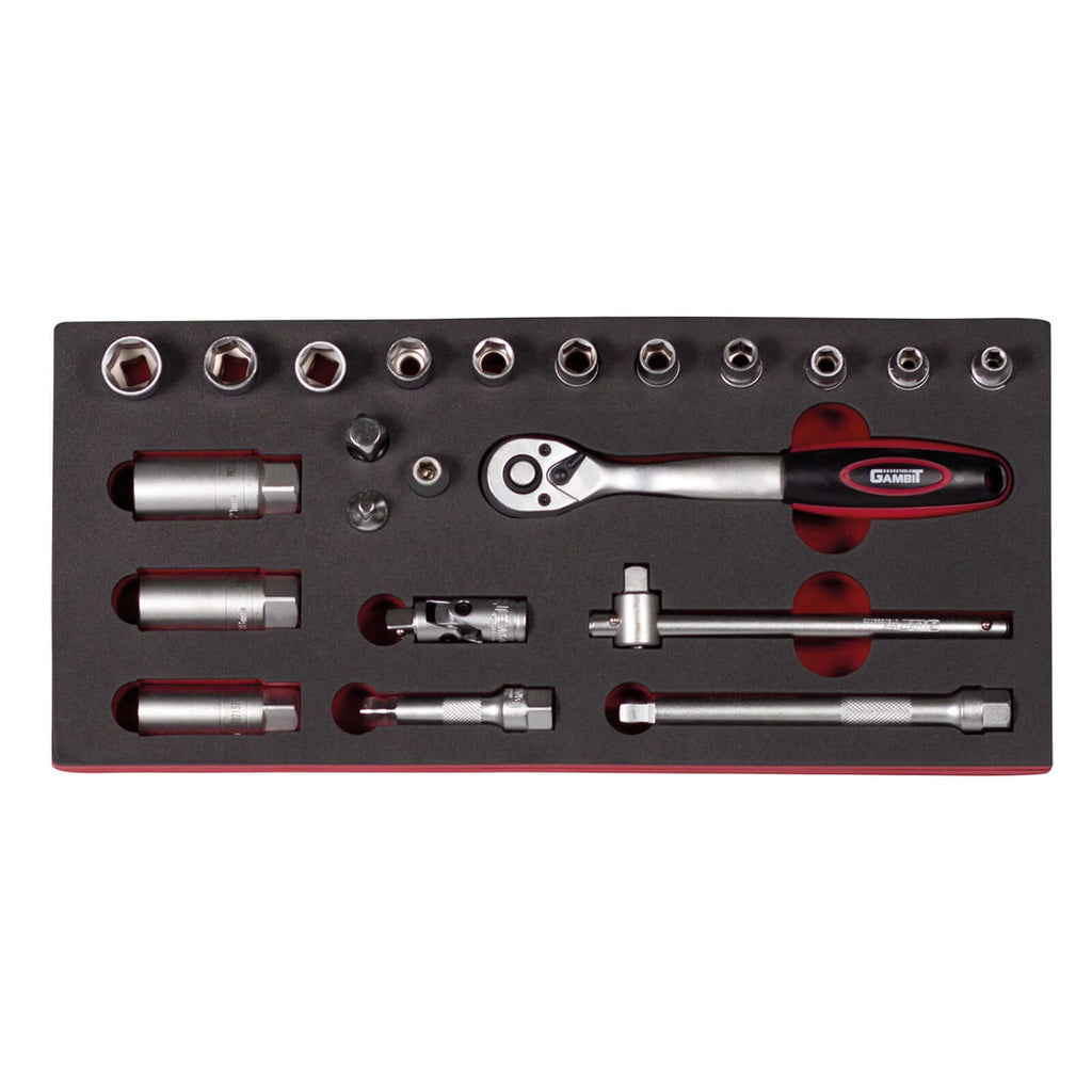 Werkstattwagen Modul: Steckschlüsselsatz 22-tlg. 3/8"