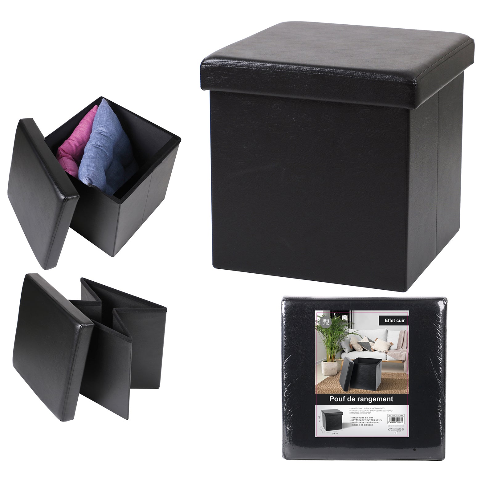 Sitzhocker faltbare Aufbewahrungsbox 50l in 4 Farben – Trendyshop365
