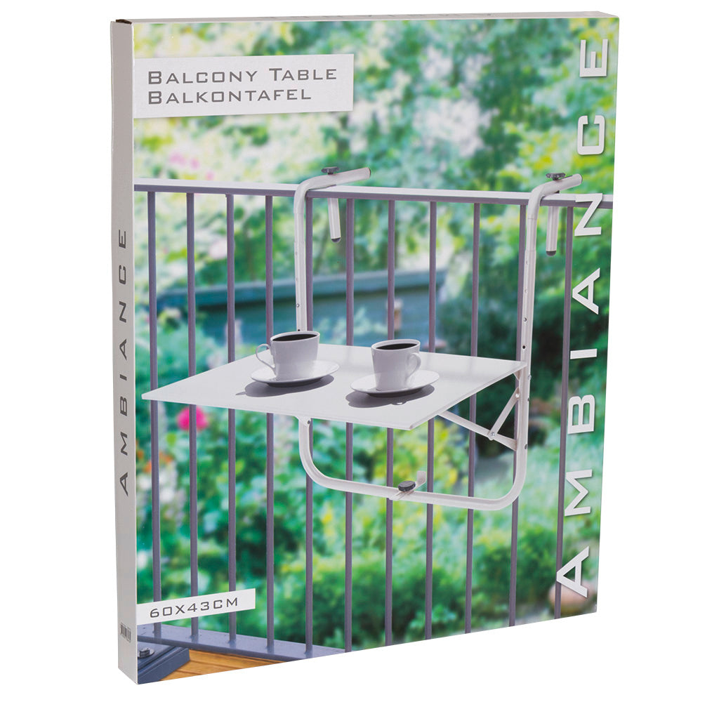 Balkontisch Klappbar 60x40cm Campingtisch weiß