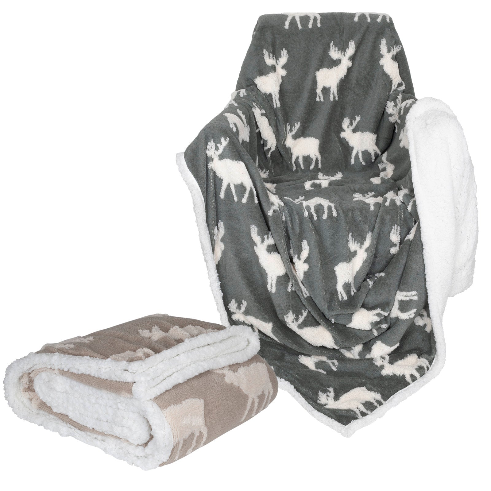 Weihnachtliche Kuscheldecke Elch Rentier 200x150cm